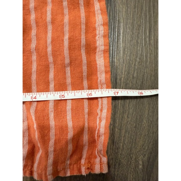 Puro Lino 100% Linen Made in Italy Orange Striped Jumpsuit One Size Coastal - Picture 7 of 11